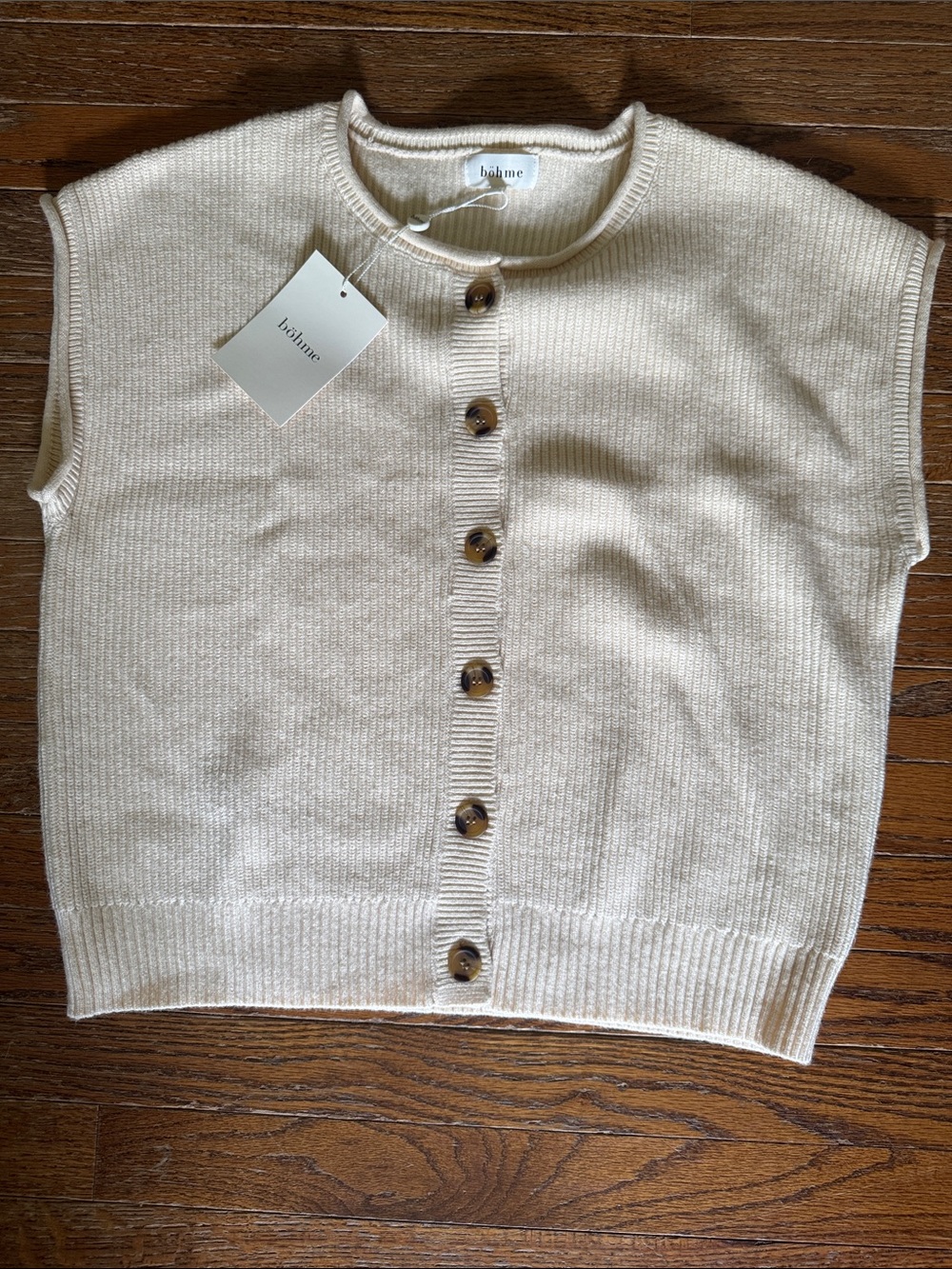 Bohme Cream Button-Front Knit Vest